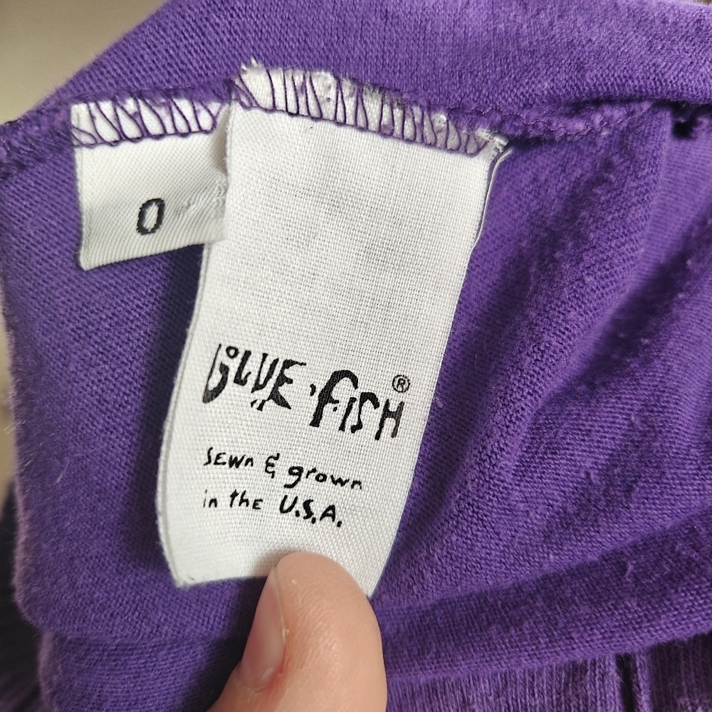 VTG Blue Fish Purple Maxi Skirt Boho Blue Heart Printed Cotton Size 0 - Picture 8 of 10